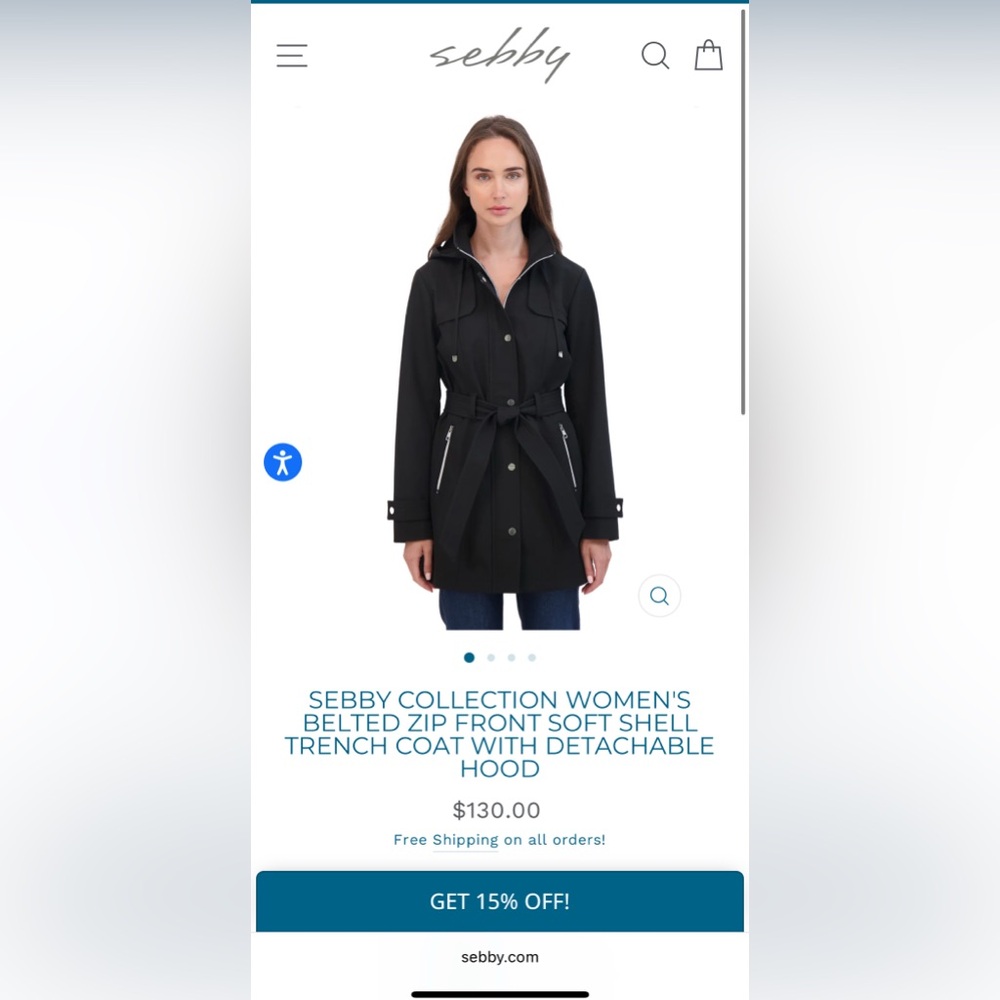 WOMEN'S BELTED ZIP FRONT SOFT SHELL TRENCH COAT WITH DETACHABLE HOOD